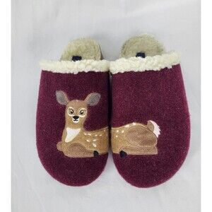 Lands' End Sherpa Lined Doe Deer Scuff Slippers Womens 6 B